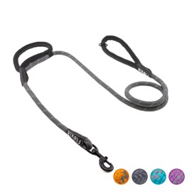 Floxik Rope Lead for Dogs, Grey, Innovative 1.5 m Dog Lead with Two Handles and Reflective Stitching for Medium and Large Dogs, Weatherproof & Durable Climbing Rope Material