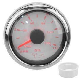 Oil Pressure Gauge Pointer 52mm/2.0in 10‑184Ω Colourful Backlight Adjustable Universal for Cars BoatsWhite