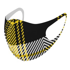 Design Mask, Set of 2, Polyester, Washable, Cloth Mask, Unisex, 003812, Checkered Border Check, Black, Yellow