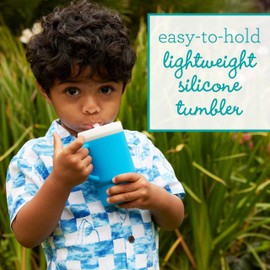 INFANTINO My 1st Tumbler - Cute Mini Cup with Leak-proof Straw and Toddler Friendly Handle, Promotes Drinking, Easy to Clean, 255 ml, Ocean
