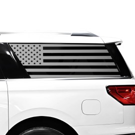 ClearSurface Fits Lincoln Navigator L 2018+ Quarter Window American Flag Decal Sticker - Black