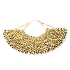 ruech Statement Choker Beaded Pearl Bib Collar Necklace Tribal Gold Silver Black Red (Gold)