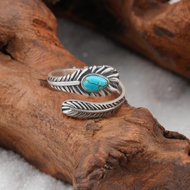 Naxidaze Genuine Turquoise Thumb Rings for Women 925 Sterling Silver Turquoise Spoon Ring Vintage Western Nature Gemstone Turquoise Jewelry for Women