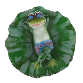 petsola Frog and Leaf Floating Swimming Frog Pond Decoration Mini Pond, Garden Pond - Lying Down