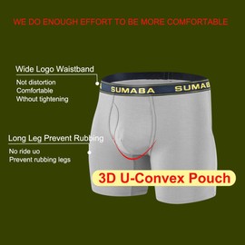 SUMABA Mens Underwear Moisture Wicking Long Leg Bamboo Viscose Boxer Briefs, Underpants for Men (Og/DB/Black/Latte 4-Pack, M)