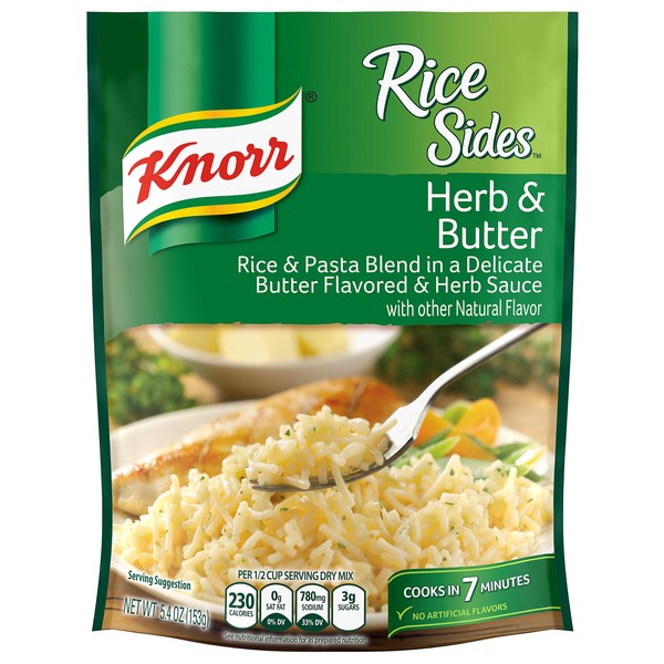 Knorr Rice Sides Rice Side Dish, Herb & Butter 5.4 oz, (Pack of 12)