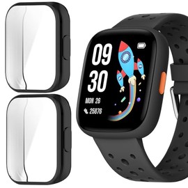 Compatible for BIGGERFIVE Smart Watch Case, Lamshaw Soft Slim TPU All Around Protective Shell Anti-Scratch Bumper Cover Case Compatible for BIGGERFIVE BW02 Smart Watch-1.8 inches (Black+Black)