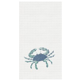 C&F Home Crab Cotton Waffle Weave Kitchen Towel Decor Decoration 18" x 27" White