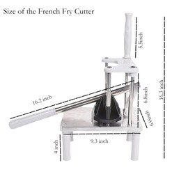 French Fry Cutter w/4 Replacement Blades (3/8"*2;1/2"*2) for Potatoes Carrots Cucumbers in Restaurants or Home Kitchen Long Lever Arm making cutting easily