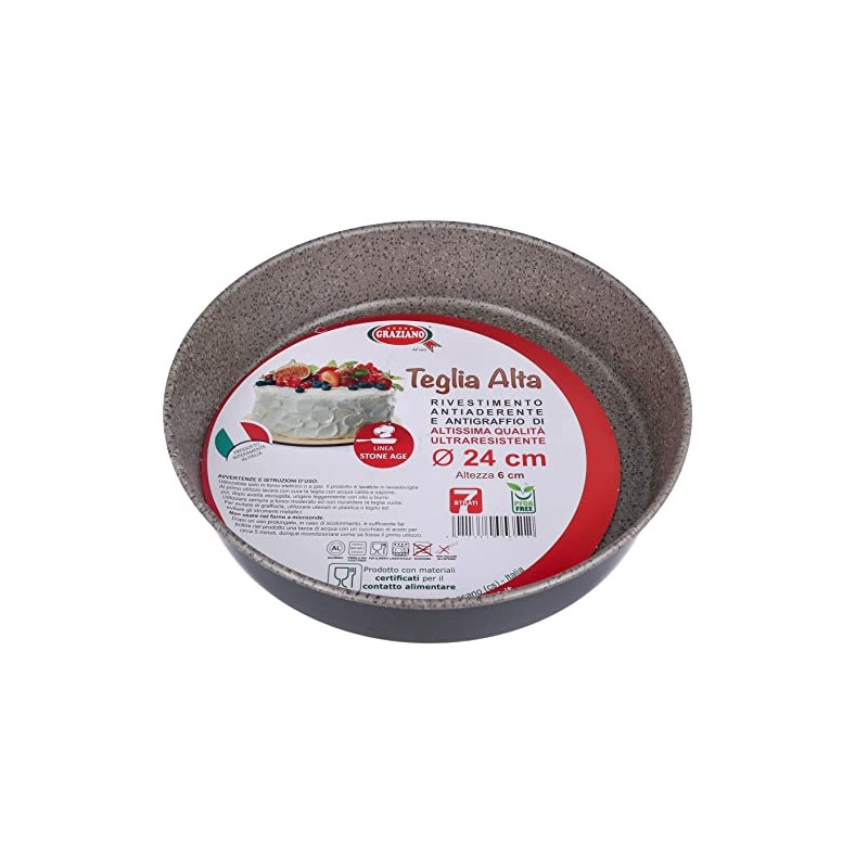 Graziano, Round baking tin made entirely of aluminium and with