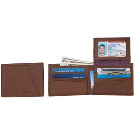Ben Sherman Men's Manchester Bifold Slim Wallet Full-Grain Leather RFID Minimalist Gift Box, Marble Brown Pa, One Size