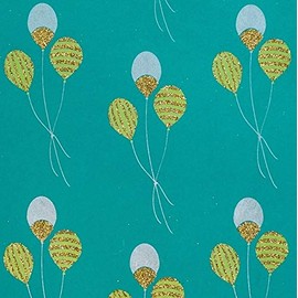 Gift Wrap - Balloons - Aqua Blue/Green/Metallic Silver/Glitter