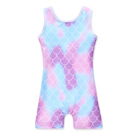 HOZIY - Maillot de gimnasia para niñas con pantalones cortos para niños pequeños, ciclismo, unicornio, arcoíris, dinosaurio, sirena, leopardo, flor galaxia, Sirena, 9-10 Años