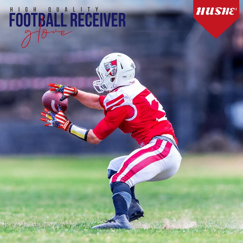 Hushe' Football Gloves (Blue Red Eagle, Youth Medium)