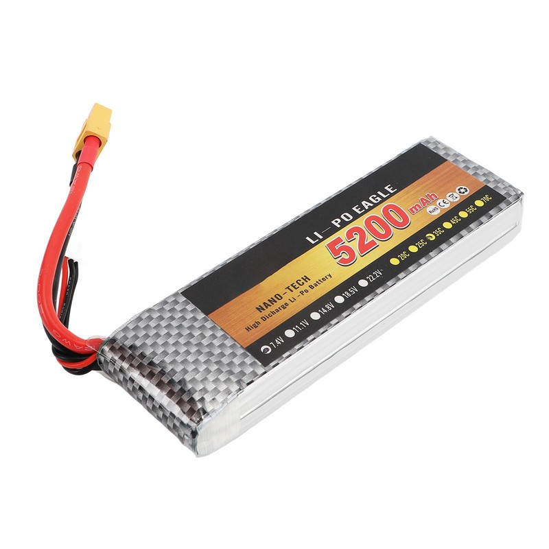 RC Lipo Battery 5200mAh 7.4V XT60 35C 2S Portable Remote