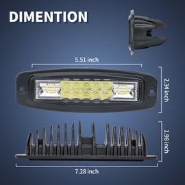 YCHOW-TECH Flush Mount LED Pods, 2PCS 7inch 12,000LM CREE LED Driving Lights Combo Beam Reverse Backup Light Flush Light Bar Off Road Lights Work Light for Truck Pickup UTV ATV SUV Boat 4x4 Car