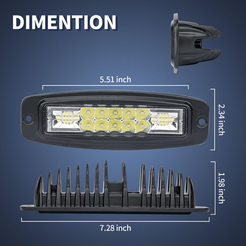 YCHOW-TECH Flush Mount LED Pods, 2PCS 7inch 12,000LM CREE LED