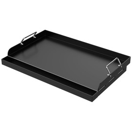 MixRBBQ 25" x 16" Nonstick Carbon Steel Griddle for Gas Grill – Heavy-Duty Flat Top Griddle Insert with Grease Tray, Universal Large Griddle Plate Outdoor BBQ Cooking Camping Parties & Tailgating