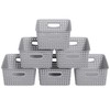 Knifefish 6-Pack Plastic Woven Baskets, Rectangular Rattan Basket for Organizer