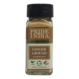 Pride of India - PACK of 6 - Ginger Fine Ground – Gourmet Spice – Blends Well – Good for Cooking/Baking/Tea & More – No Additives – Fresh Root Powder – Easy to Use – 2.2 oz. Small Dual Sifter Bottle