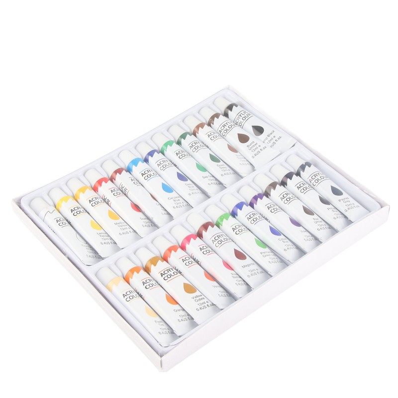 24 Colors 12ml Acrylic Pigment DIY Painting Drawing Accessory Colorful