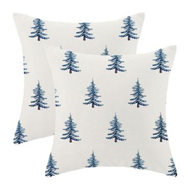 CXMEIFLY Christmas Pillow Covers 18x18 Inch Set of 2 Navy Blue Christmas Tree Decor Throw Pillows Winter Xmas Holiday Farmhouse Outdoor Cushion Cases for Couch Bed Decorations