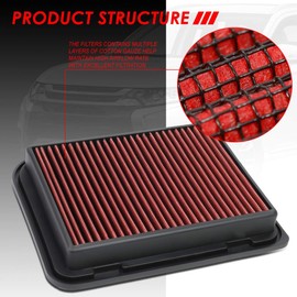 DNA Motoring Filtro de Aire Lavable AFPN-230-RD para Mitsubishi Lancer, Outlander, Outlander Sport, Rojo