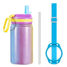 weisidi Kids Water Bottle, Leak-proof Kids Cup With Straws Lids, Stainless Steel Vacuum Double Wall Insulated cup, Kids Water Bottle for School, 12oz-16oz (Carnival)
