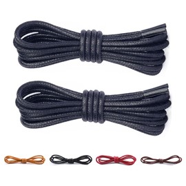 CCSOFTIME 2 Pairs Round Waxed Shoelaces 2.5 mm Thin for Leather Shoes Suit Shoes Replacement Business Waxed Shoelaces for Men and Women, darkblue