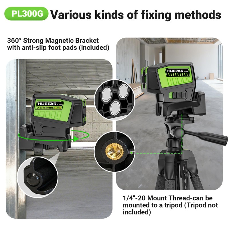 HUEPAR 2 Point Cross Line Self Leveling Laser Alignment Tool