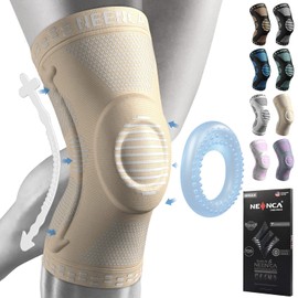 NEENCA Knee Support, Compressed Knee Wraps for Men Women with Patella Gel Pads & Side Stabilisers, Medical Knee Pads for Running, Meniscus Tear, ACL, Arthritis (Beige, 4XL)