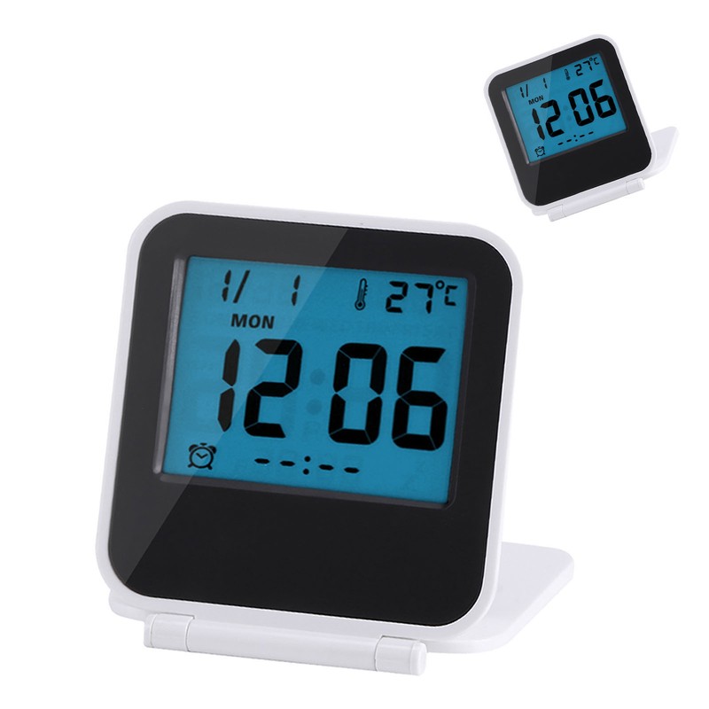 Portable Foldable Tabletop Travel Digital Alarm Clock with Temperature Calendar