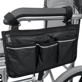 Doyeemei Wheelchair Side Storage Bag, Wheelchair Cover Pouch, Safety Pocket, Wheelchair Side Storage Pocket, Multifunctional Lightweight Storage Bag, Convenient Goods, Durable, Accessories, Armrests, Side Bag, Walker Accessories, Easy to Install, Black