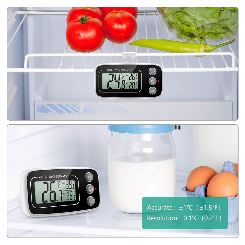 ORIA Refrigerator Thermometer, (NEW VERSION) 2 Pack Digital Freezer Thermometer,