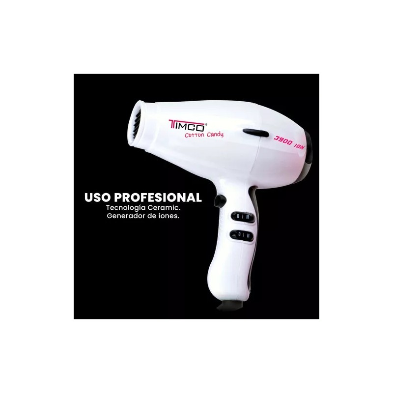 Timco Secadora Prof Cabello Cerámica+ion C/boquilla Timco Hp-3900b Color Blanco