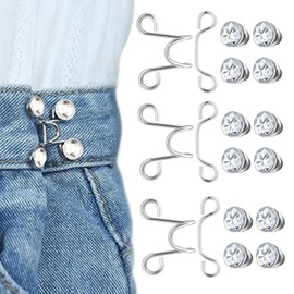 YFFSFDC (Waist Adjustment Buttons) 1.1 inch (27 mm) Set of 3 Jeans, Adjustment Buttons, Rivets, Seamless, Waist Buckle, Removable Buttons to Adjust Loose Jeans, Pants, Skirts, T-shirts, Hoodies, Etc.,