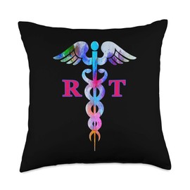 Respiratory Therapy Lung Doctor Gifts Men Women RT Respiratory Therapist Caduceus Lung Specialist Gift Idea Throw Pillow, 18x18, Multicolor