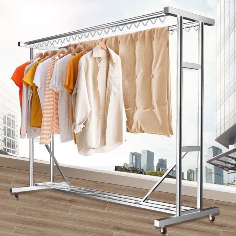 Heavy Duty Commercial Clothing Garment Rack Rolling Collapsible Hanger Chrome