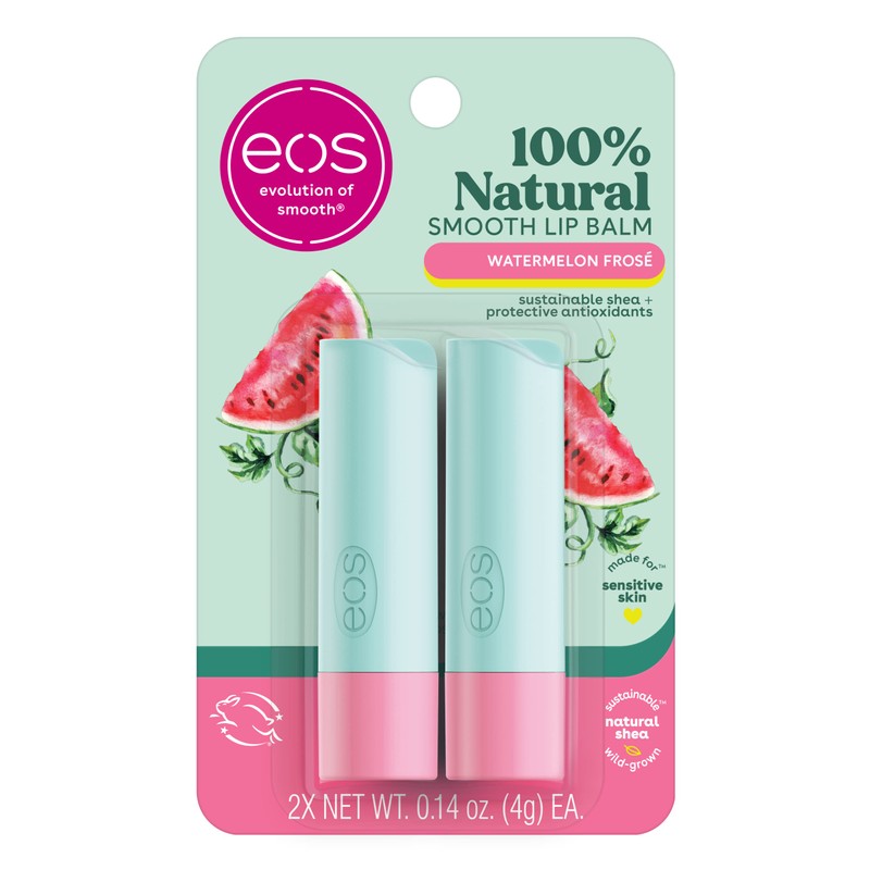 eos 100% Natural Lip Balm, Watermelon Frosé, All-Day Moisture, Lip