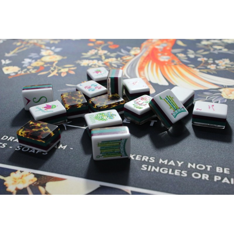 Engraved 4-Layer American Mahjong Set, Boutique 160-Tile Leopard Print, Designer