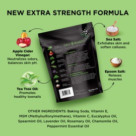 DAILY REMEDY EXTRA STRENGTH Tea Tree Oil Foot Soak w/ Epsom Salt Made in USA Toenails，Athlete's Foot，Itchy Feet，Stubborn Smelly Foot Odor，Pedicure Calluses & Soothes Sore Tired Achy Feet 16 oz，Black