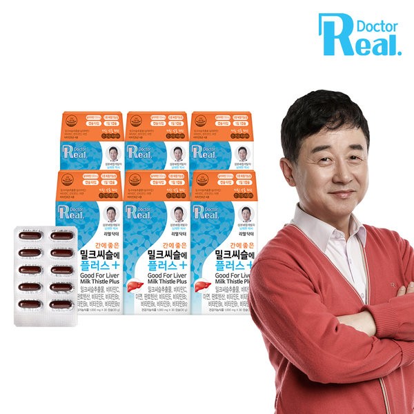 Real Doctor Milk Thistle Plus, good for the liver, 6 1000mgX30 capsules (6 months supply) / 리얼닥터 간에 좋은 밀크씨슬에 플러스 1000mgX30캡슐 6개 (6개월분)