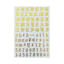 Art Latin Letter Nail Sticker Old English Letter Number Nail Decals Gold Nail Wraps Stickers Manicure Supplies for Women Nails Full Long Lasting Easy Apply and Remove