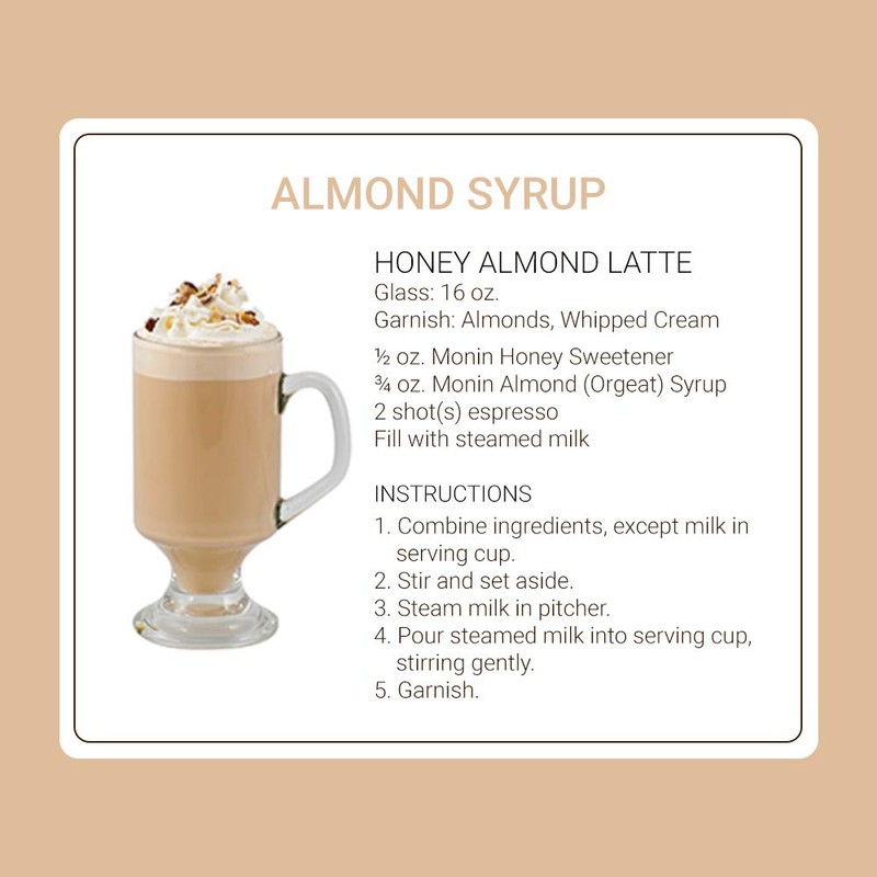 Monin - Almond Syrup, Sweet and Rich Nutty Aroma, Natural