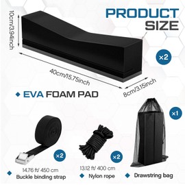 Datanly Universal Rack-Free Car Top Kayak Carrier Kit Canoe Carrier Kit 15.75 Inch Kayak Foam Blocks for Roof Rack Soft Standard Replacement Top Car Roof Racks Pads with Tie-Downs