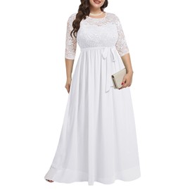 Plus Size Wedding Dress For Bride White Maxi Lace Bridal Shower Long Prom Party A-Line Maternity Dress For Photoshoot