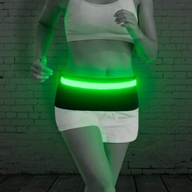 BSEEN LED Running Waist Belt - USB Rechargeable Reflective Glowing LED Waistband, Flashing Safety Light Belt for Runners, Joggers, Walkers, Pet Owners, Cyclists