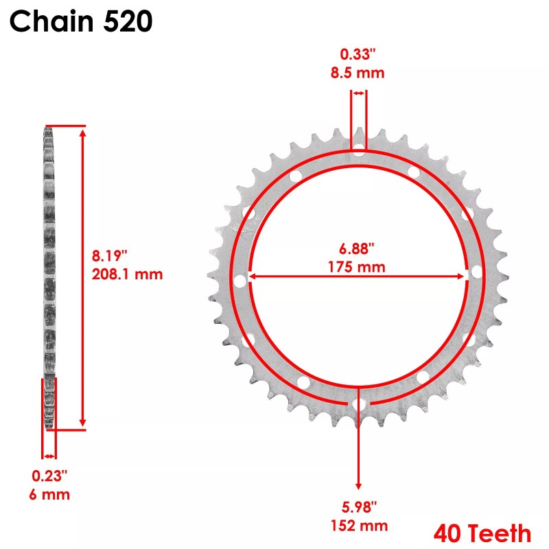 Caltric Black Drive Chain And Sprockets Kit for Yamaha Warrior