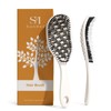 Boar Bristle Hair Brush, Curved Vented Brush for Wet Dry