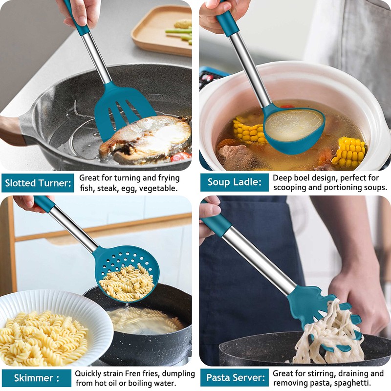 LIANYU 27 PCS Kitchen Utensils Set with Holder, Silicone Cooking